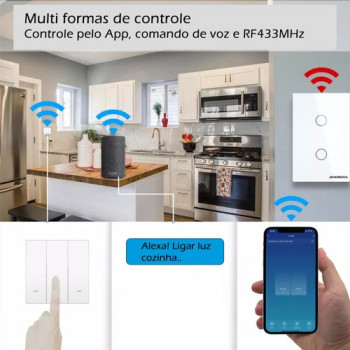 Cj Interruptor Duplo Touch Automação Branco - Nova Digital